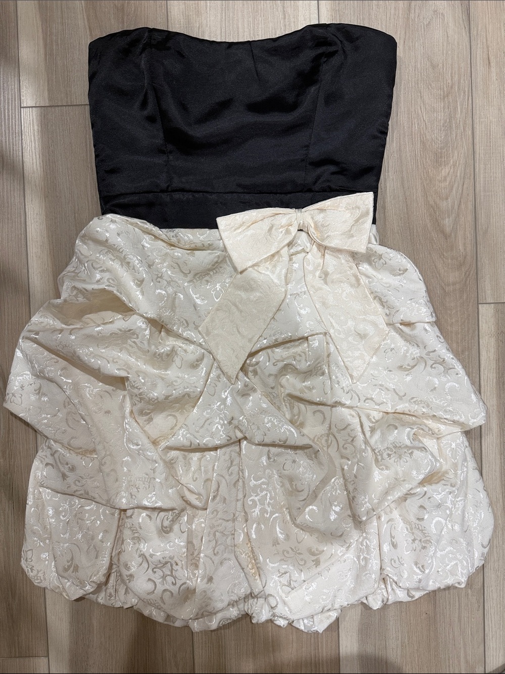Trixxi Black Top with Cream Skirt and Shimmer Detailing